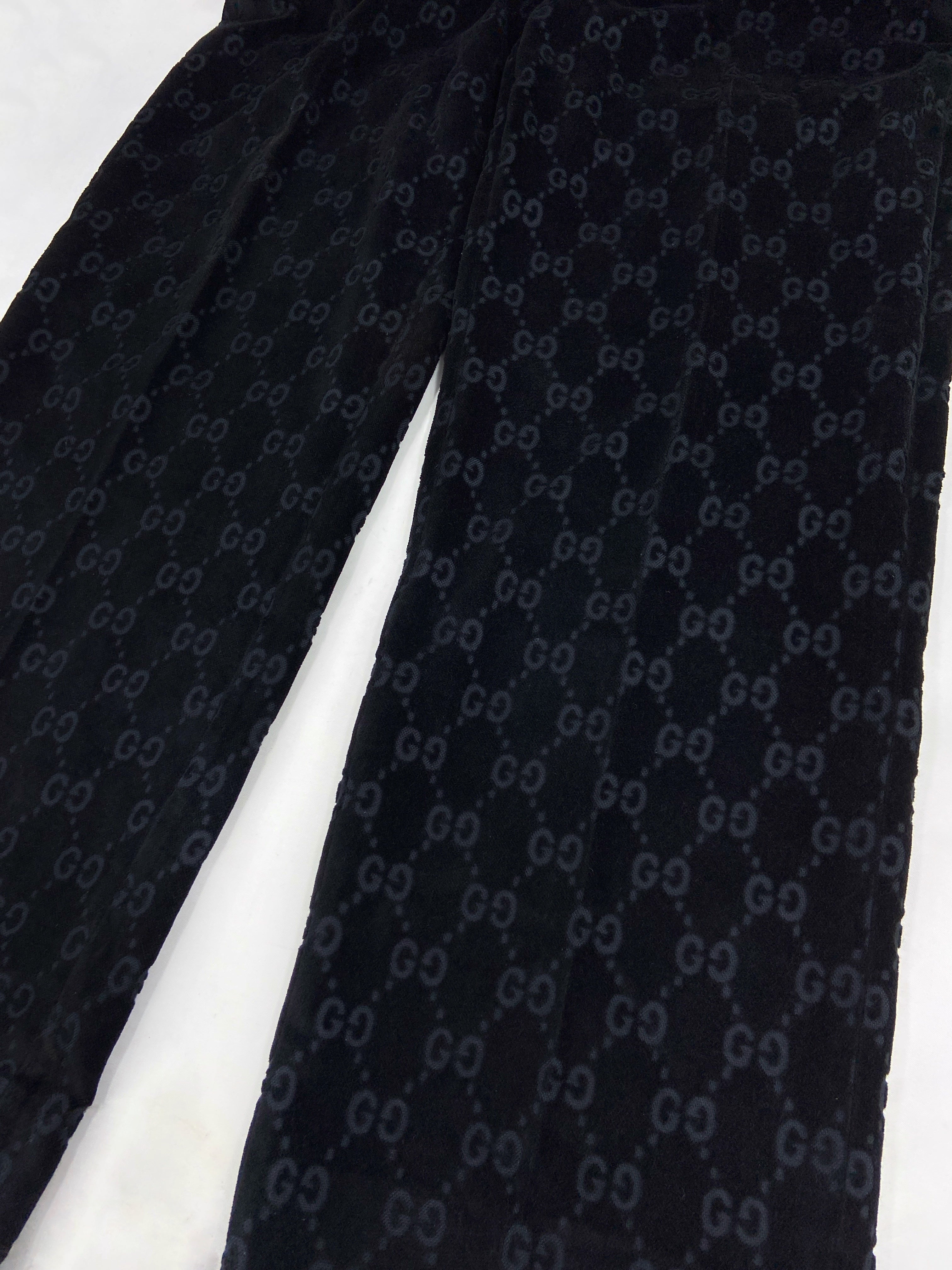 Gucci Fall 1997 Tom Ford Men’s Navy Monogram Velvet Trousers Pants 44 - 15