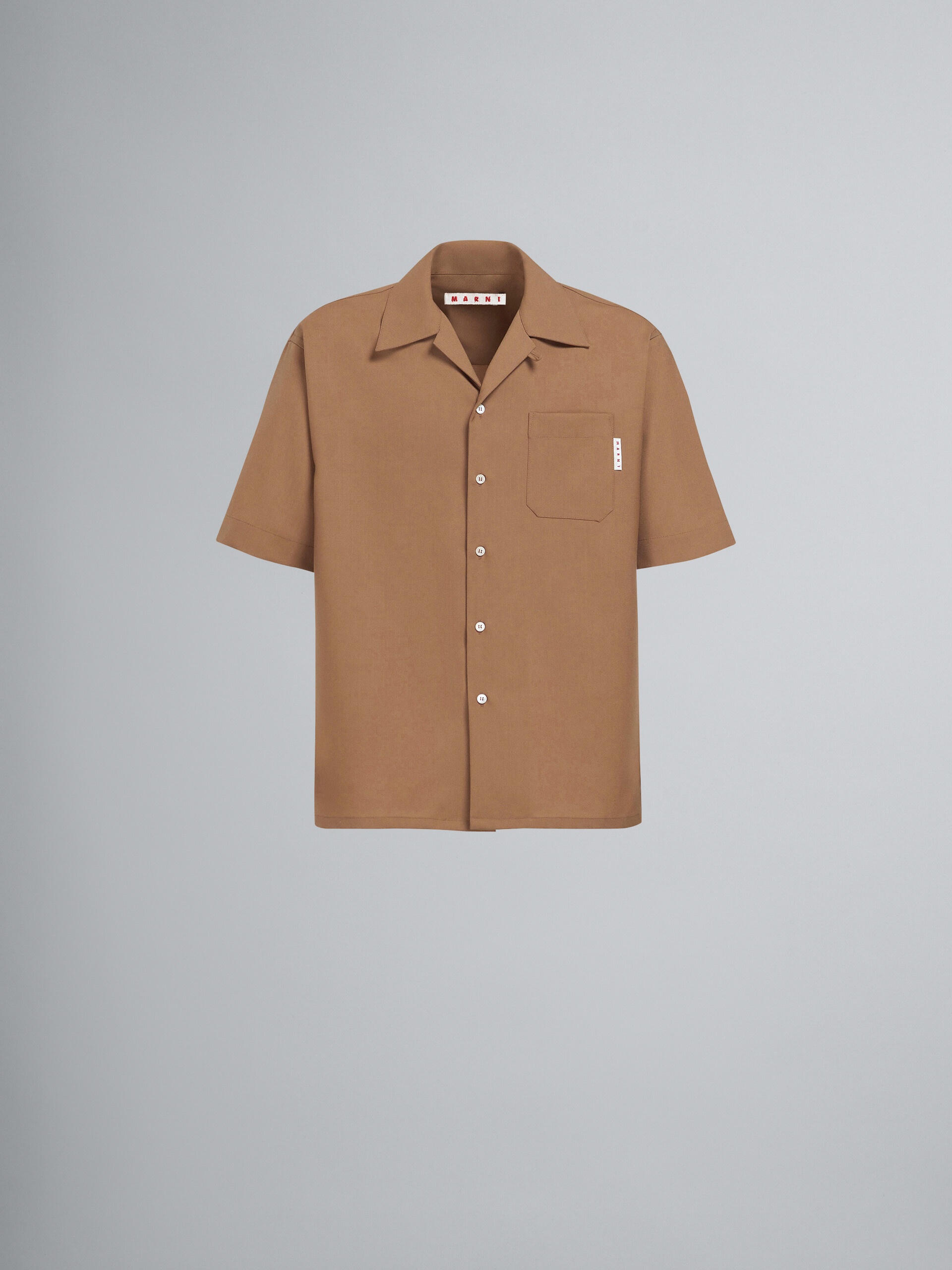 BEIGE TROPICAL WOOL BOWLING SHIRT - 1