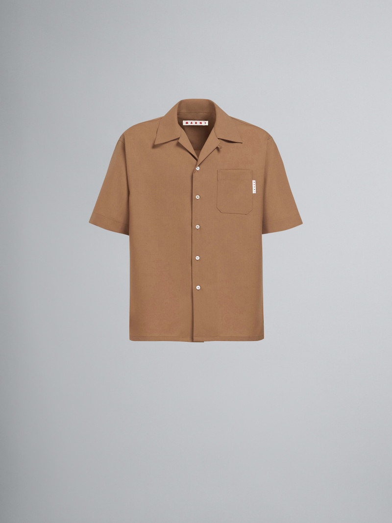BEIGE TROPICAL WOOL BOWLING SHIRT 1