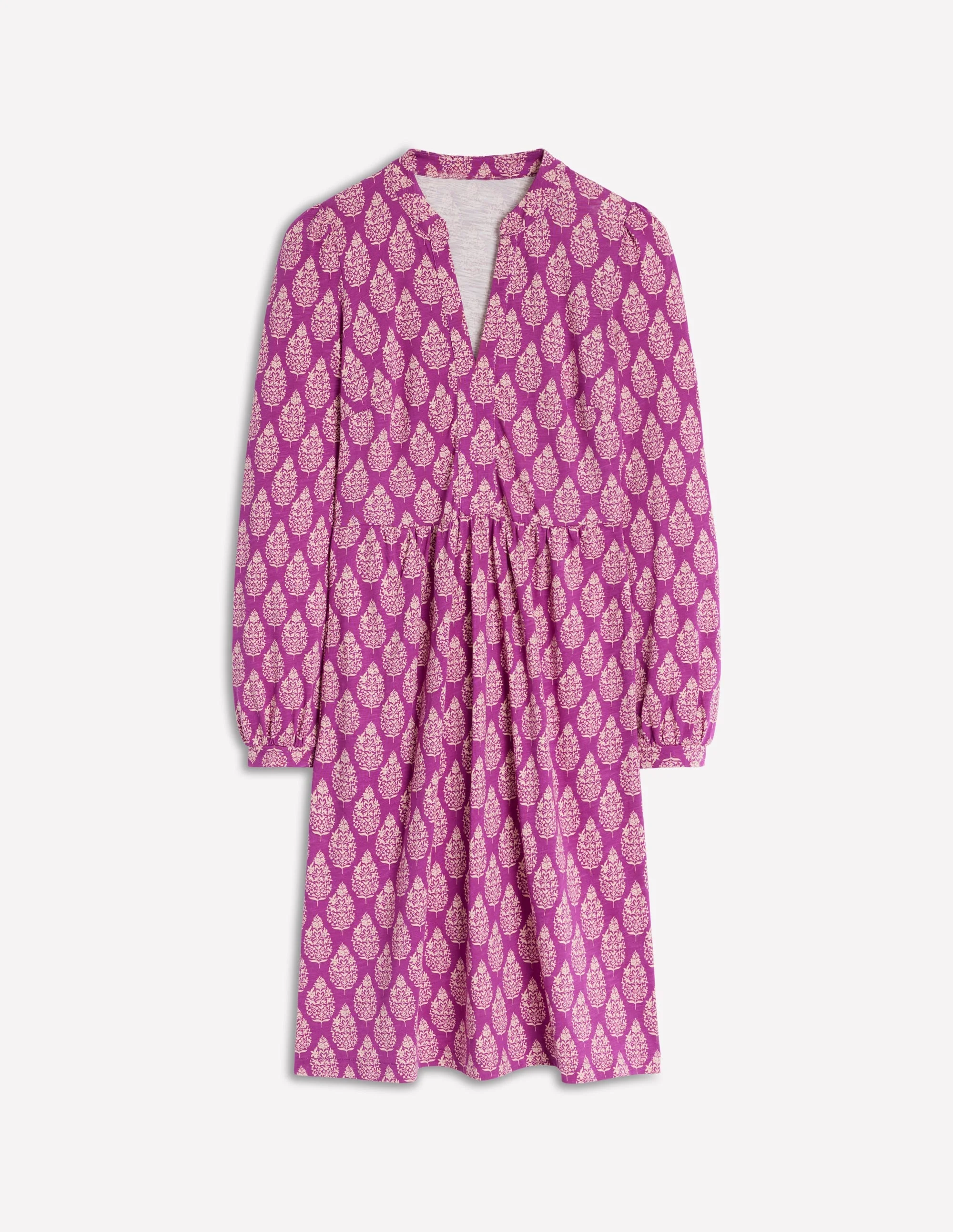 Naomi Relaxed Jersey Dress-Purple, Wildflower Bouquet - 1