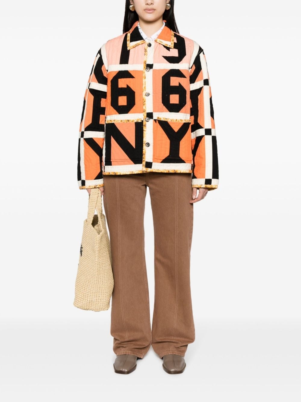 Letter Block patchwork shirt jacket - 2