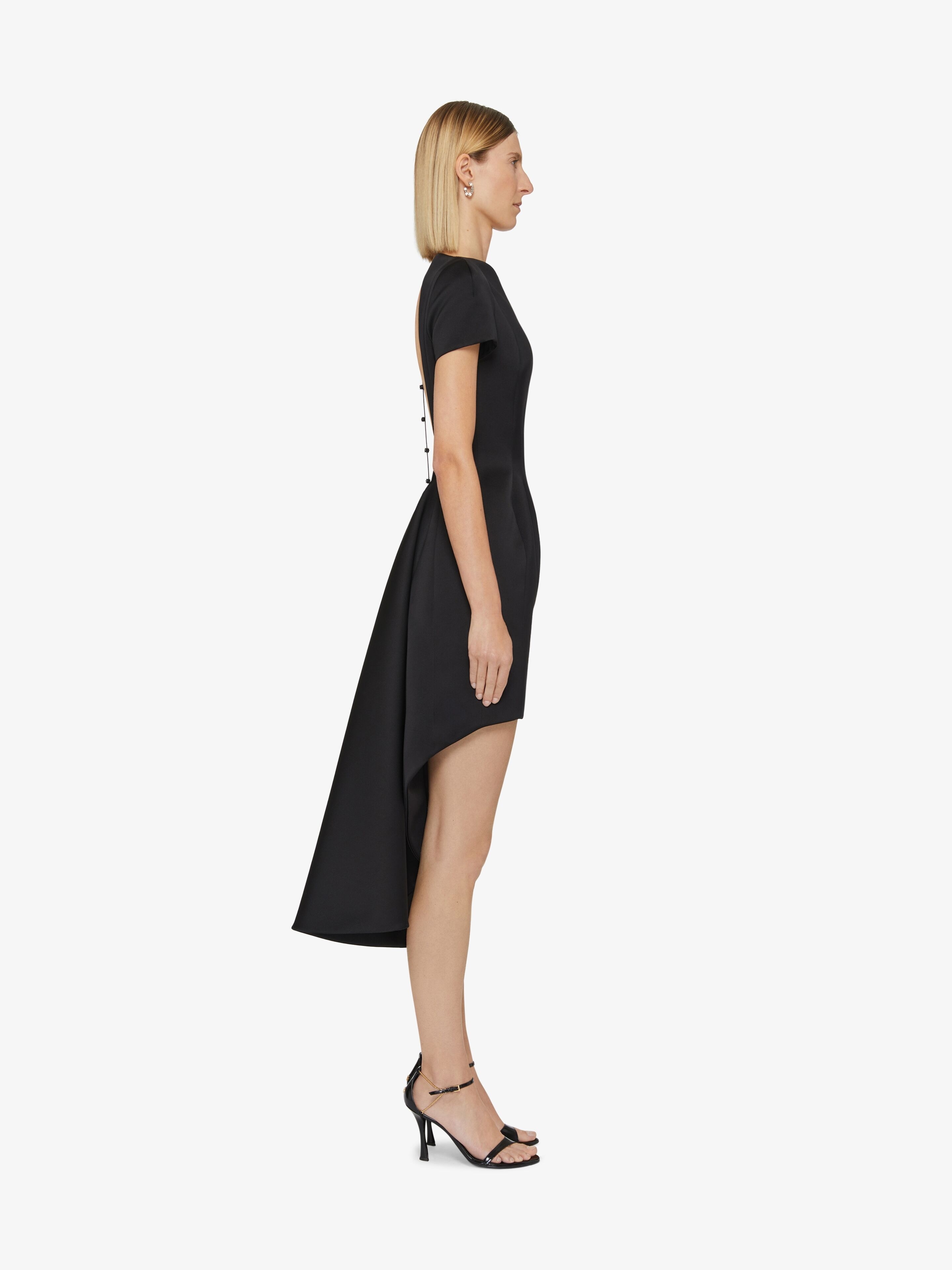 ASYMMETRIC DRESS IN SATIN WITH CRYSTALS - 3