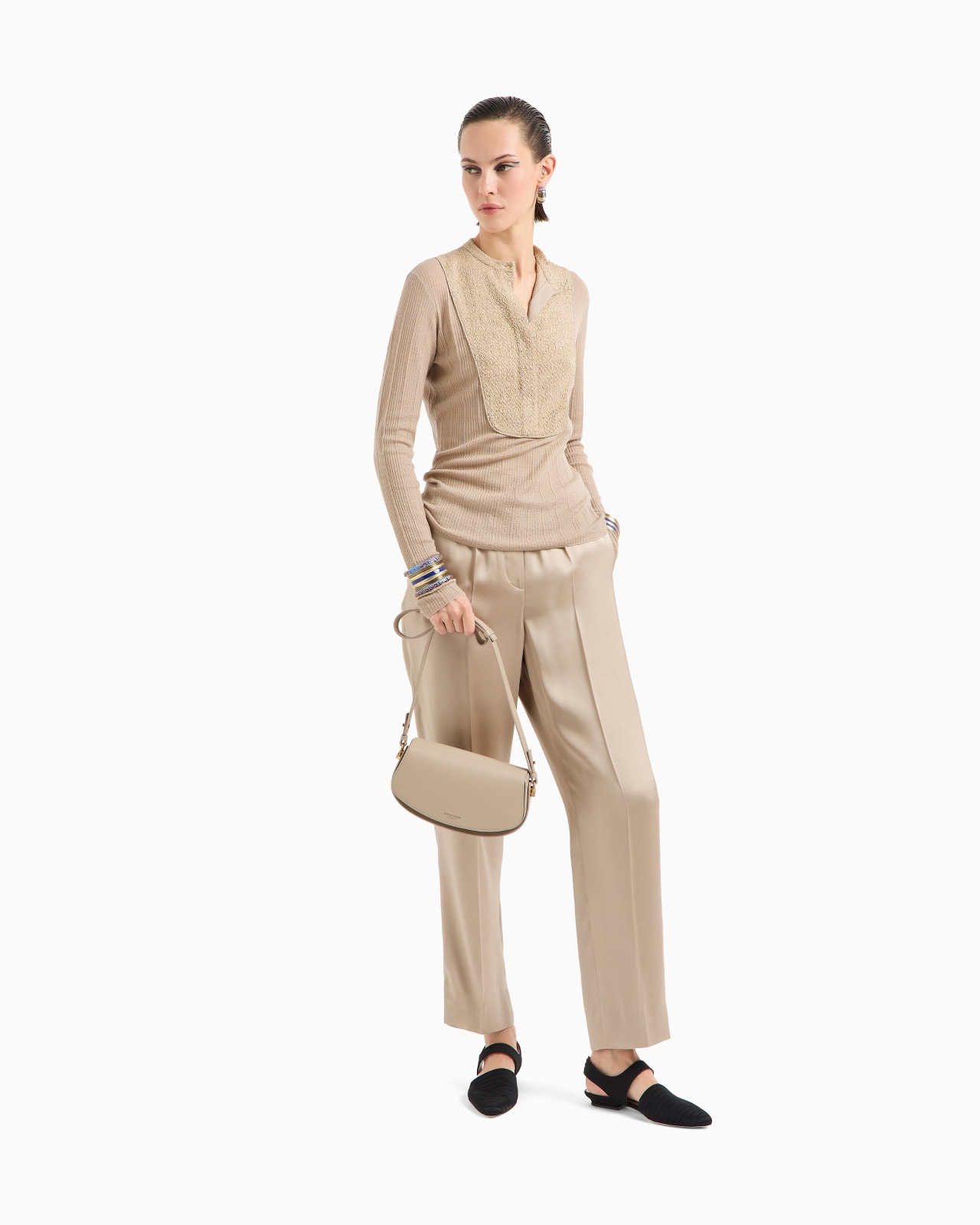 STRAIGHT-CUT TROUSERS IN DOUBLE SILK SATIN - 2