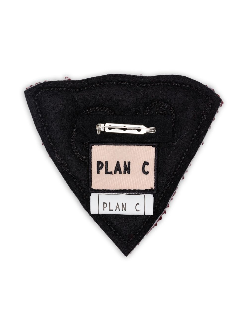 triangular-shaped embroidered-detail brooch - 2