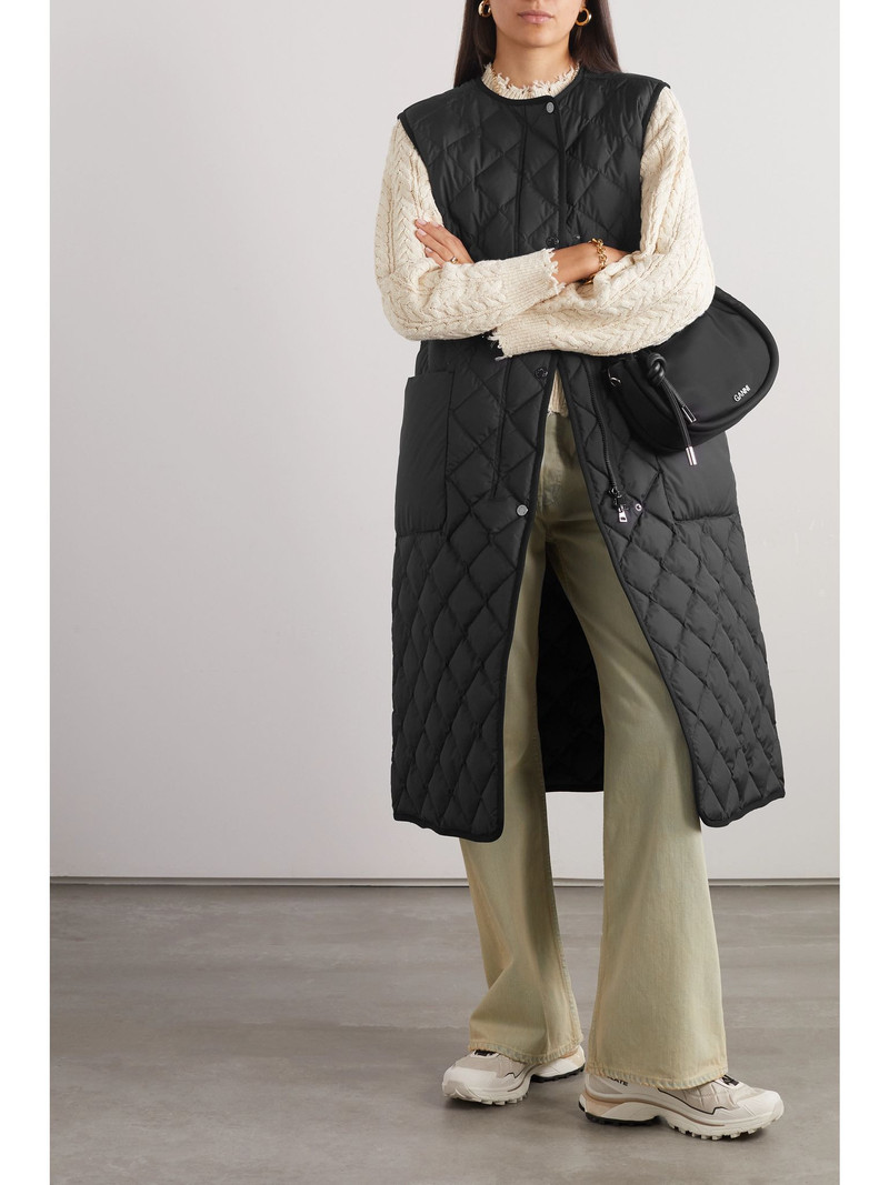 Moncler Butor appliquéd belted quilted shell down gilet Black outlook