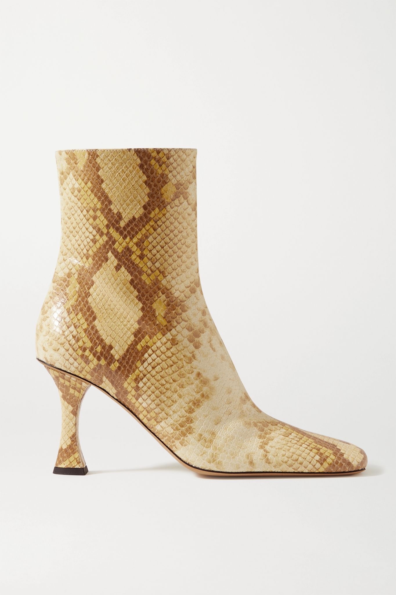 Snake-effect leather ankle boots - 1