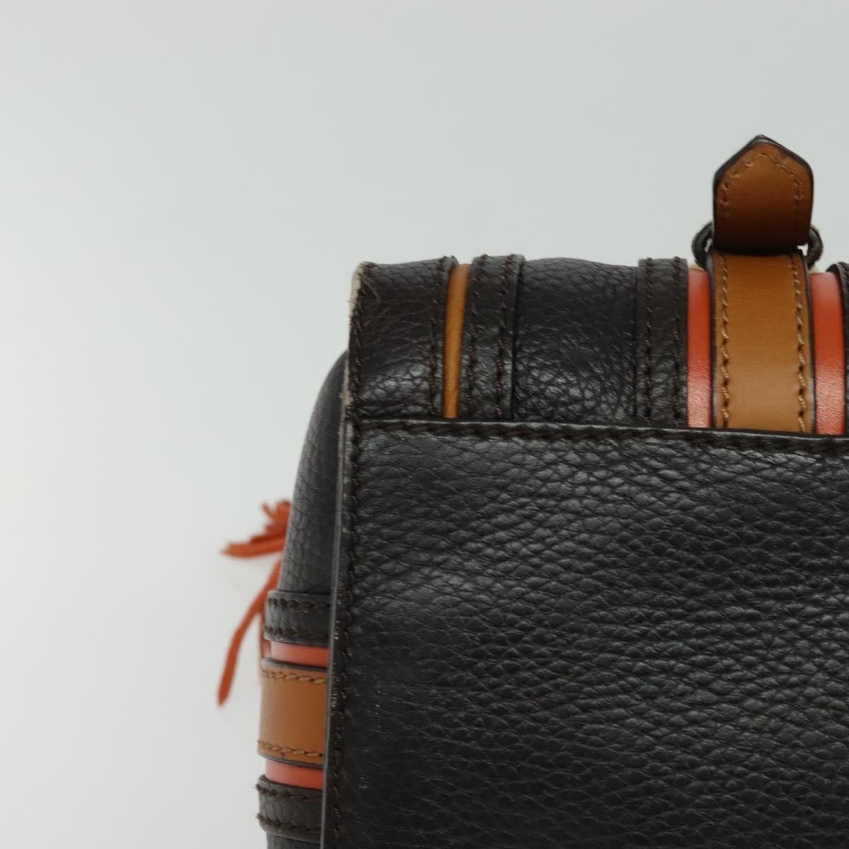 Burberry Hand Bag Leather Dark Brown Gold - 9