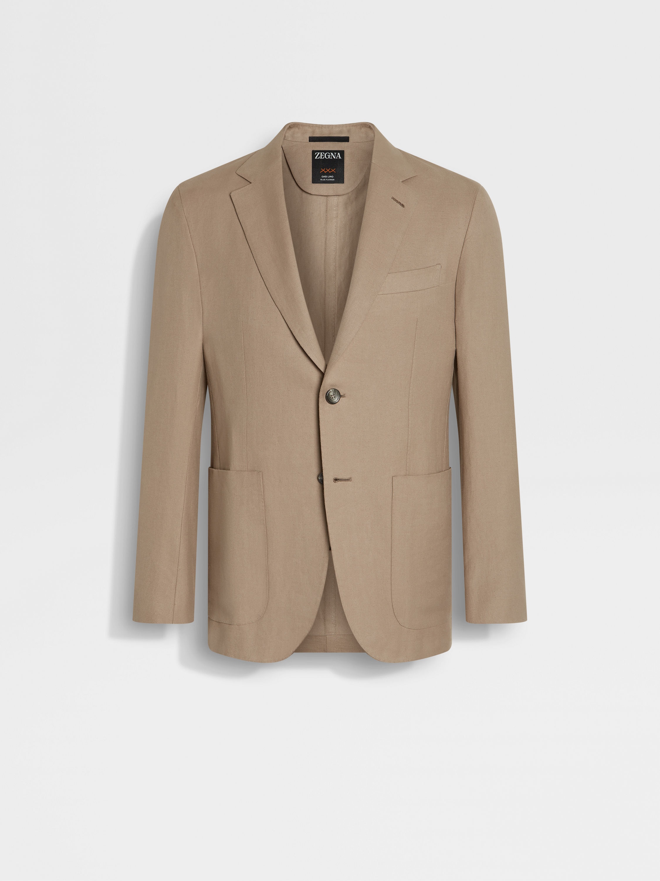 LIGHT TAUPE OASI LINO BLUE FLOWER JACKET - 2