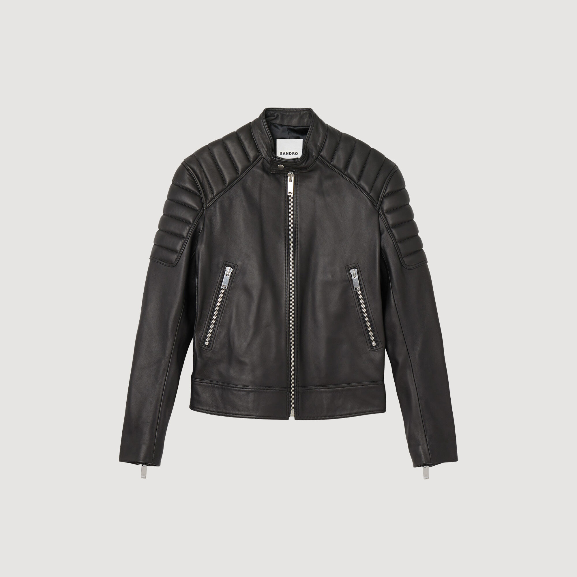 LEATHER JACKET WITH QUILTED TRIMS - 1