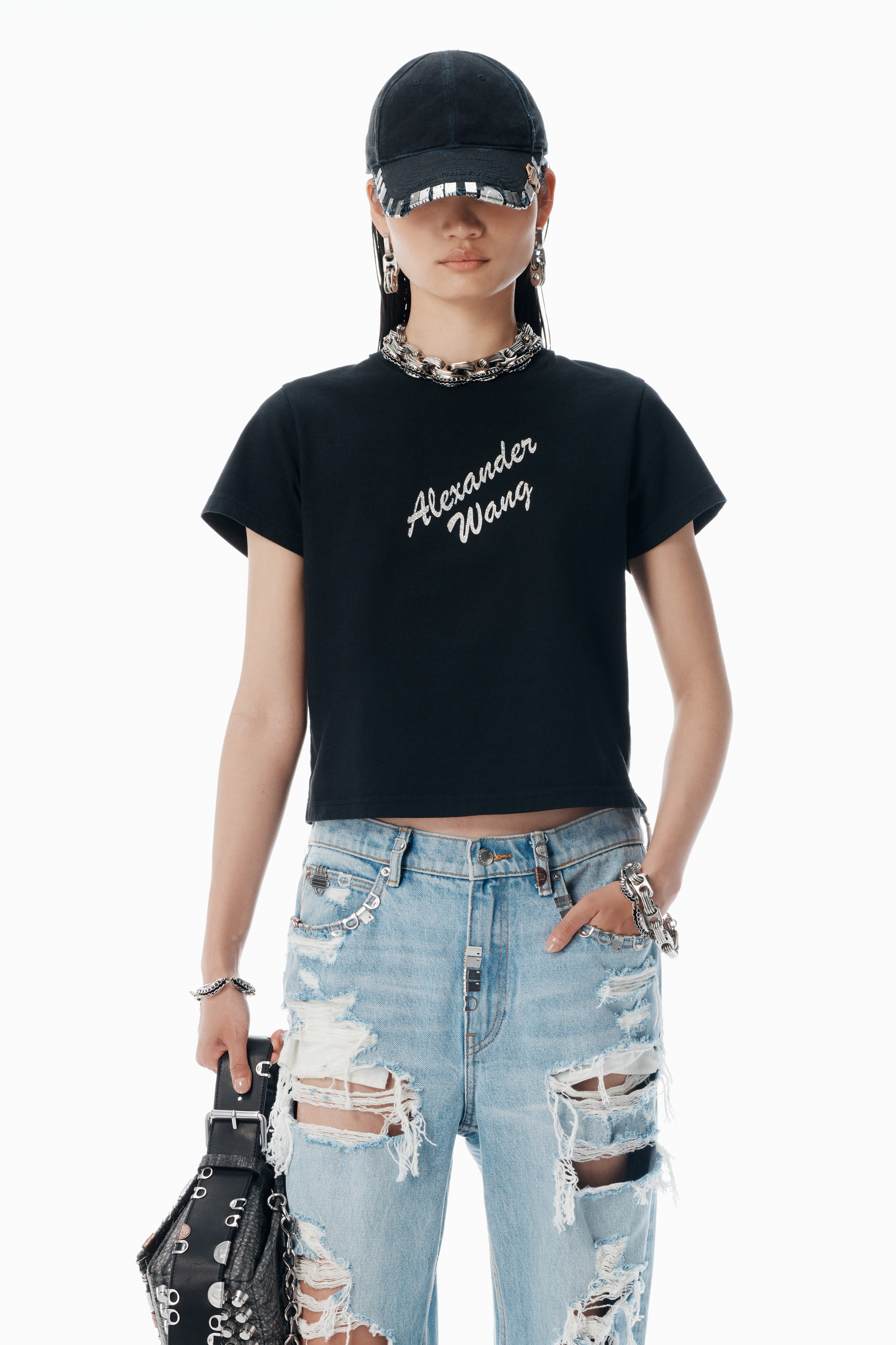 Black Crystal Hotfix & Cotton Logo Tee - 2