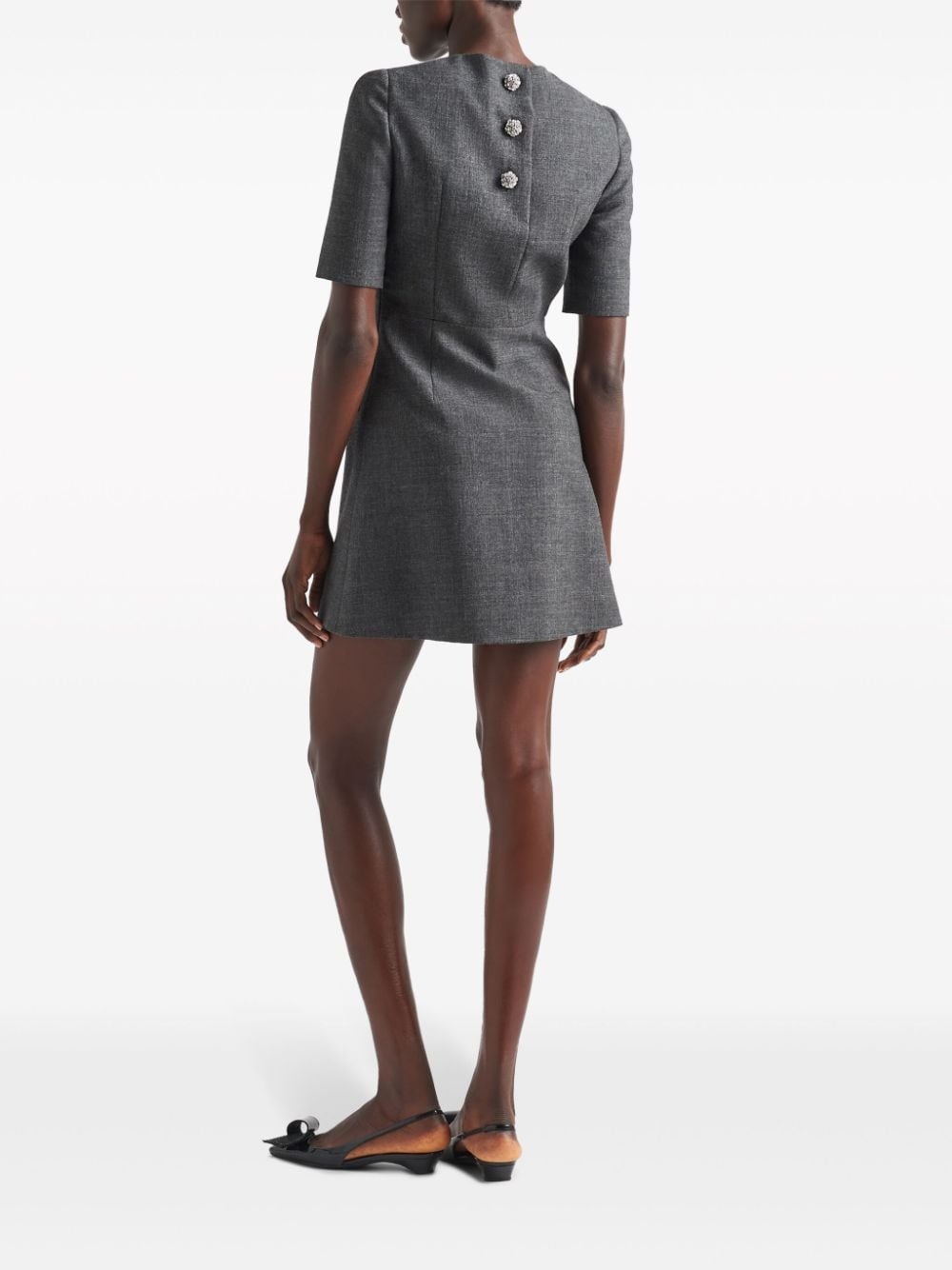 button-embellished virgin wool miniress - 3
