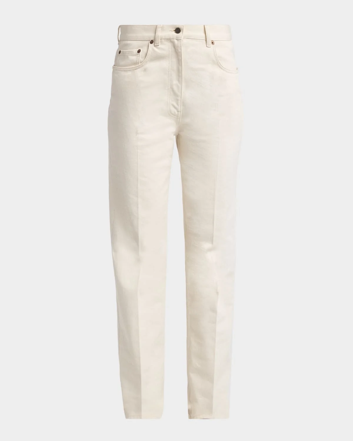 High-Rise V-Logo Straight-Leg Jeans - 1