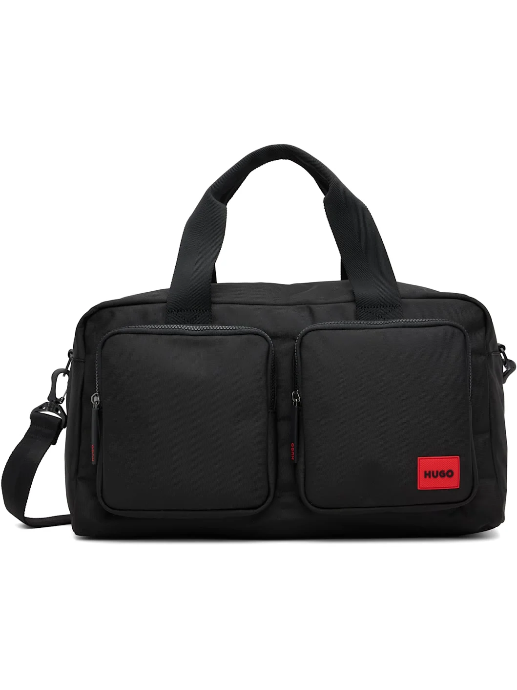 Black Canvas Logo Patch Duffle Bag - 1