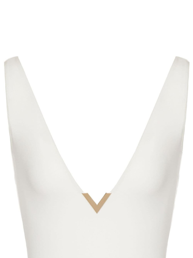 Valentino logo-plaque V-neck swimsuit outlook