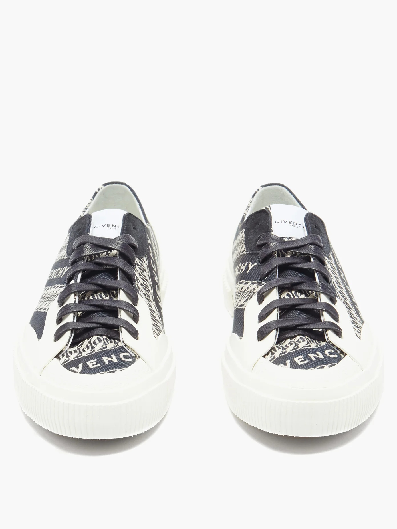 Chain & logo-jacquard canvas trainers - 5