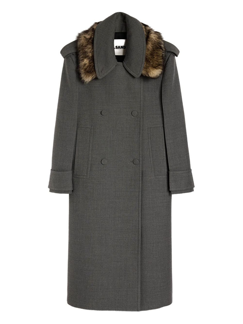 fur collar double-breasted coat 1