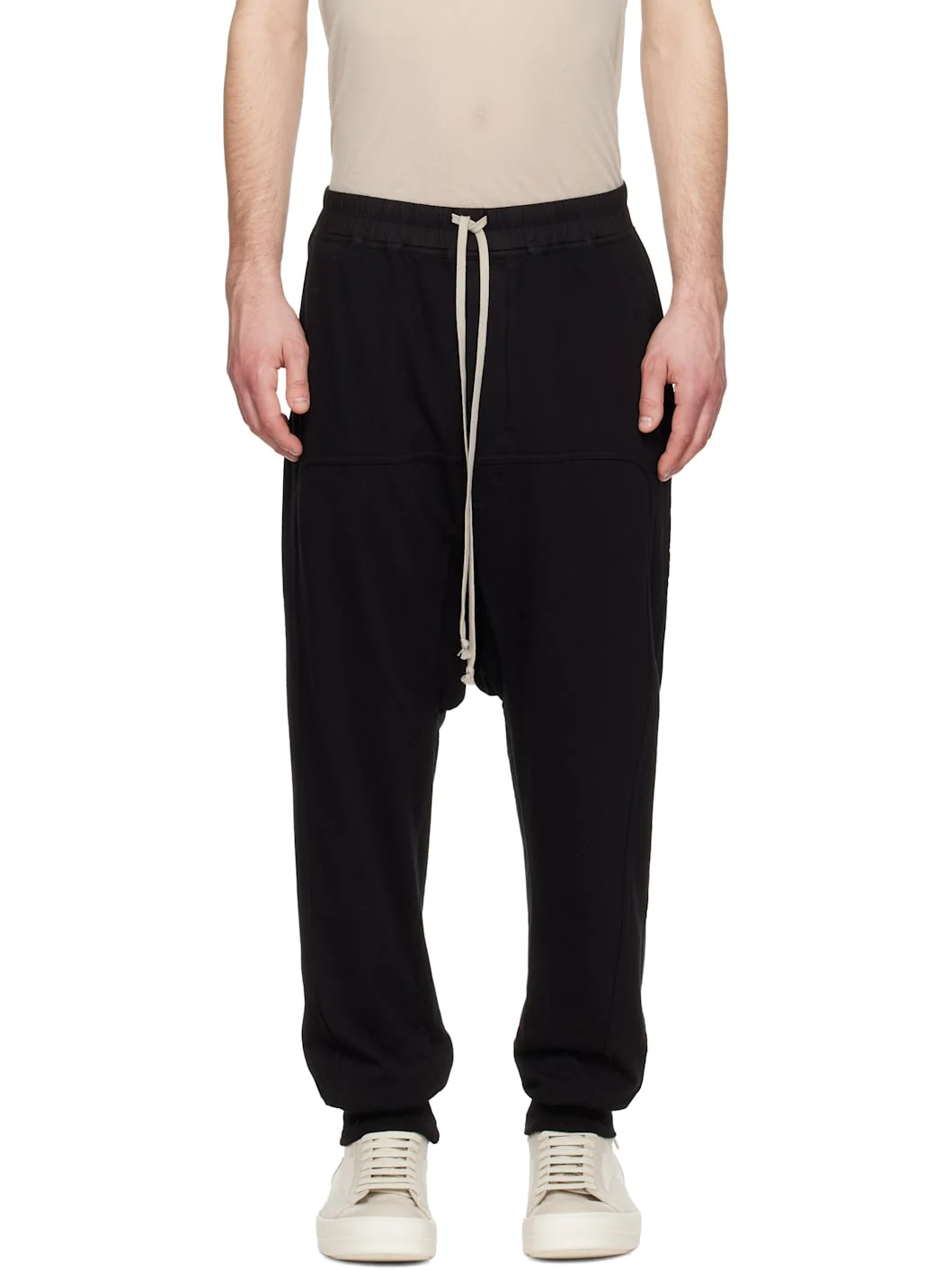 Black Temple Drawstring Lounge Pants - 1