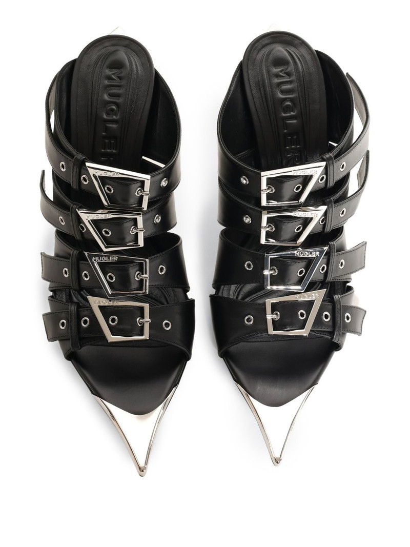 MUGLER 95mm buckled mules outlook