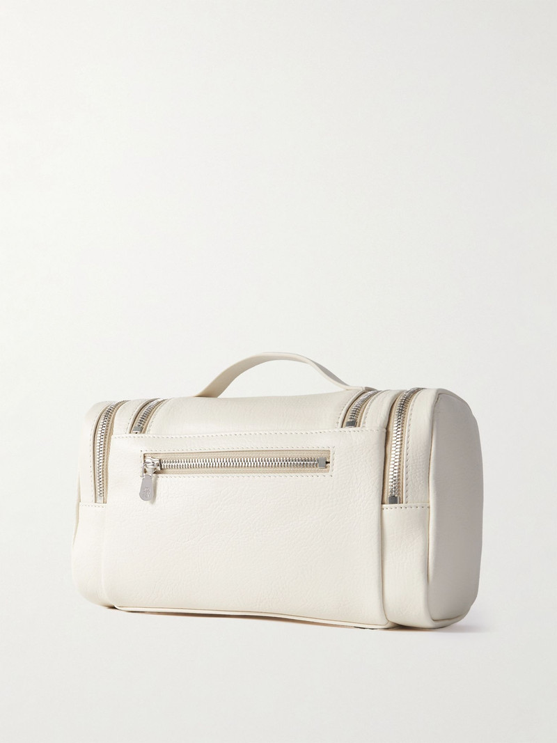 Brunello Cucinelli Textured-leather cosmetics case White outlook