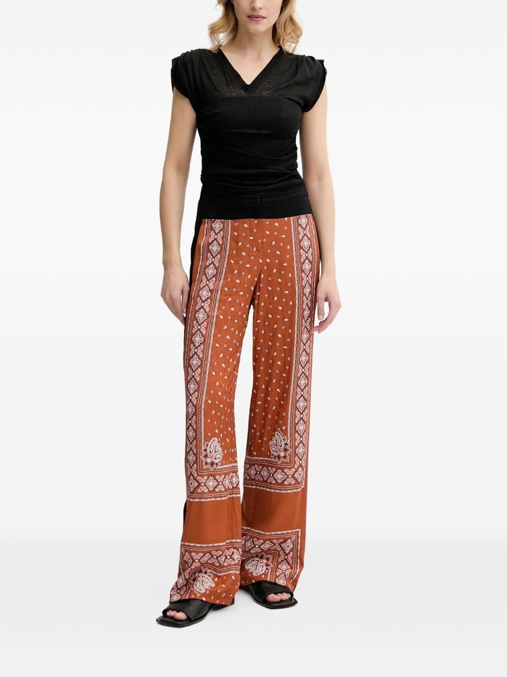 V-neck puff-sleeve top - 2