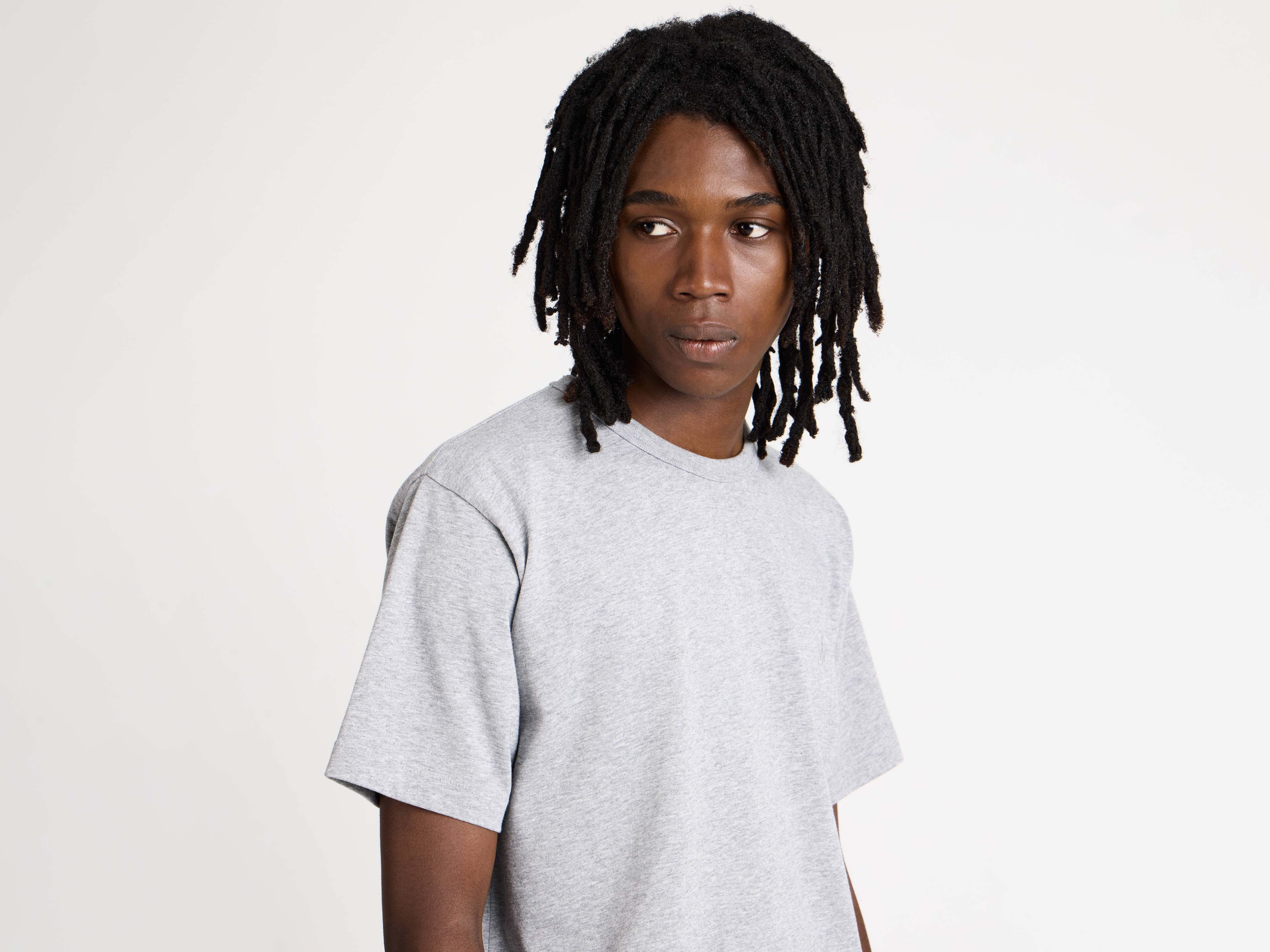 EMBROIDERED ANCHOR T-SHIRT IN MID GREY MELANGE - 5