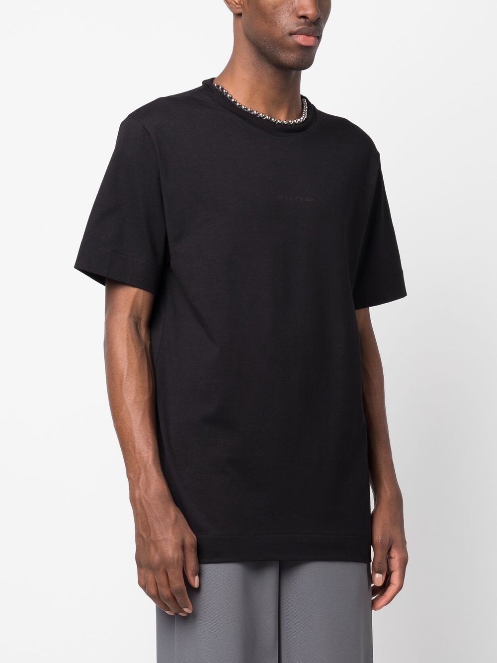 hardware-embellished collar cotton T-shirt - 6