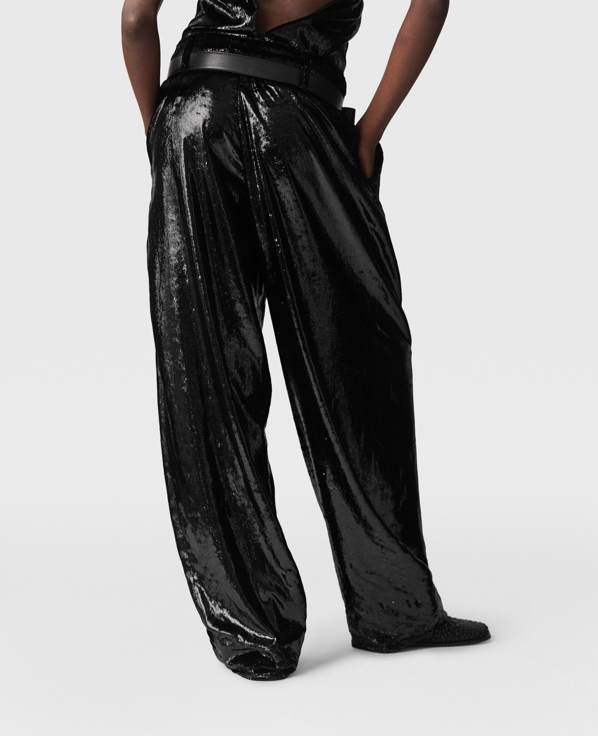 Slouchy Paneled Velvet Pants - 4