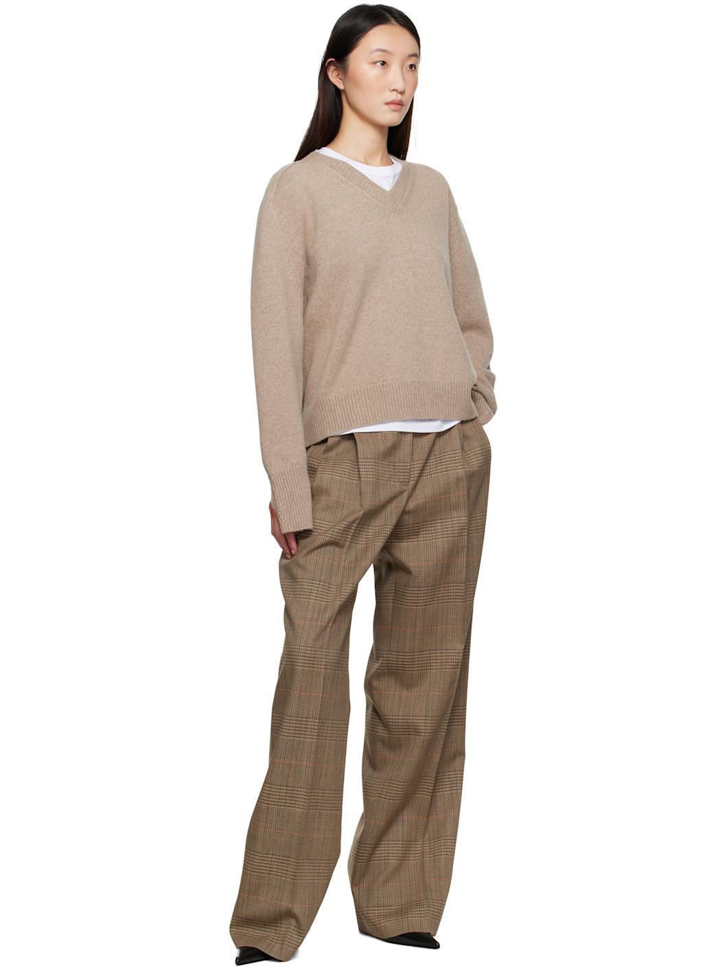Beige Sleeve Wrap Sweater - 4