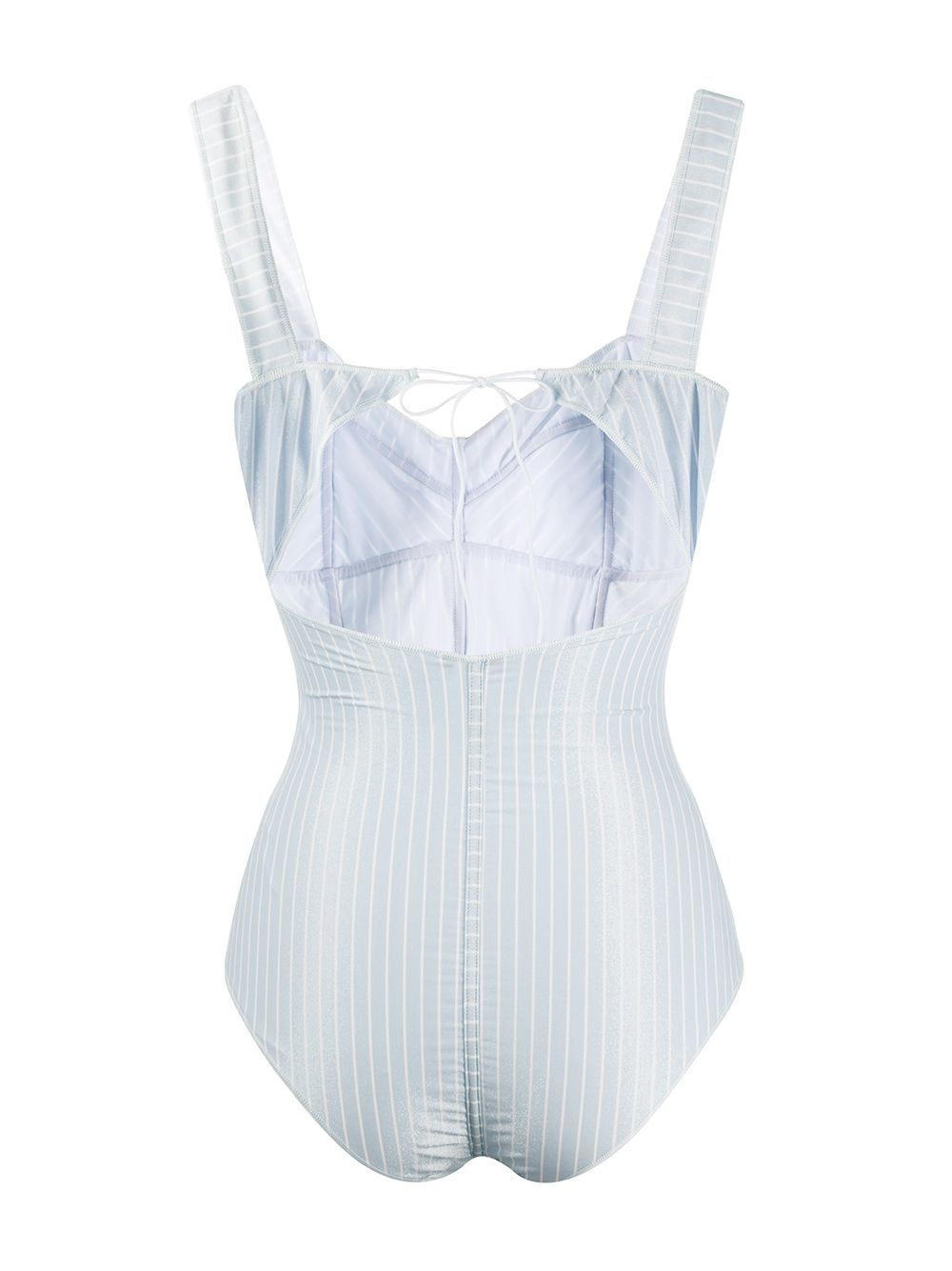 striped tie back swimsuit - 2