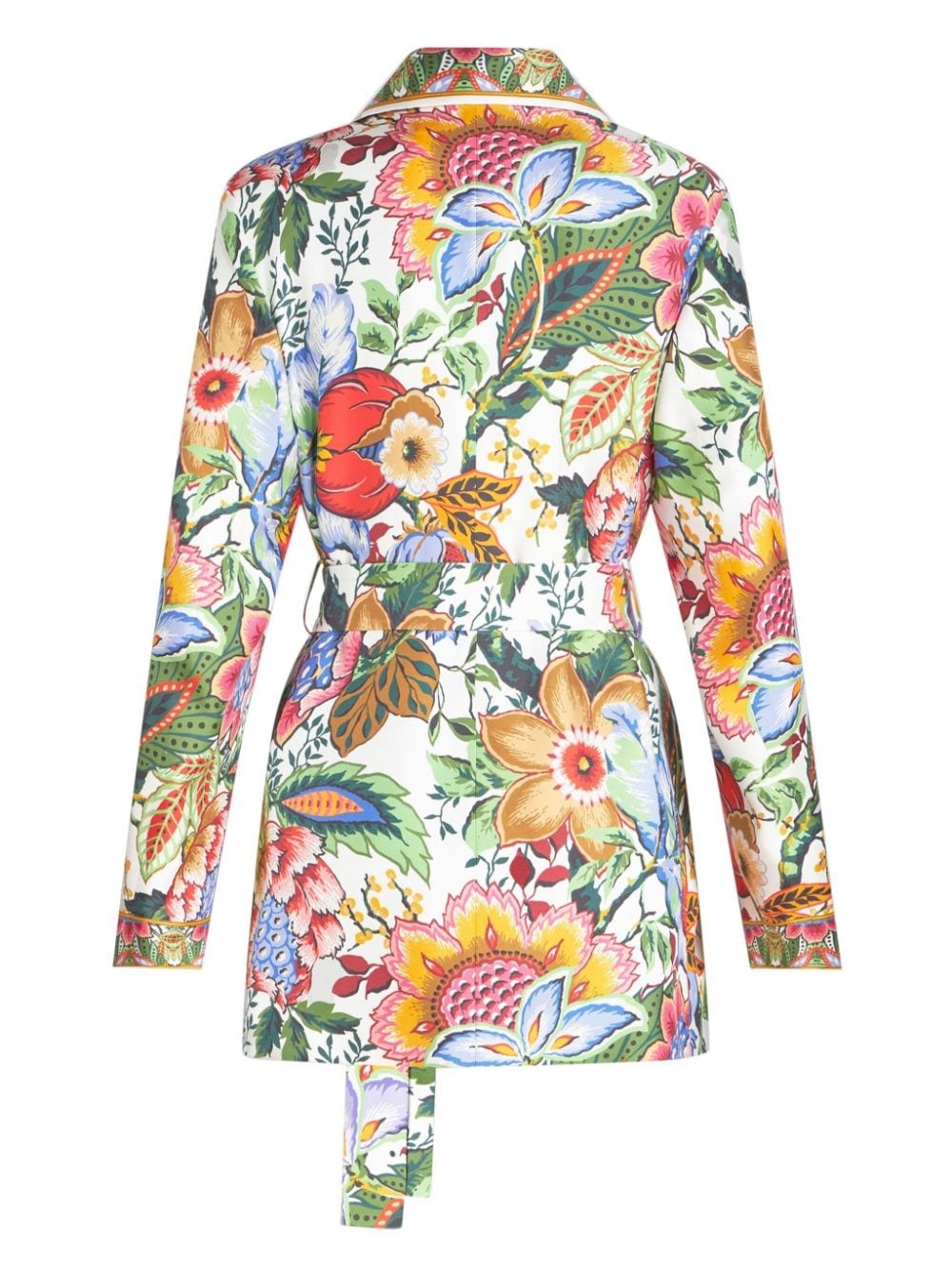 floral-print belted silk jacket - 7