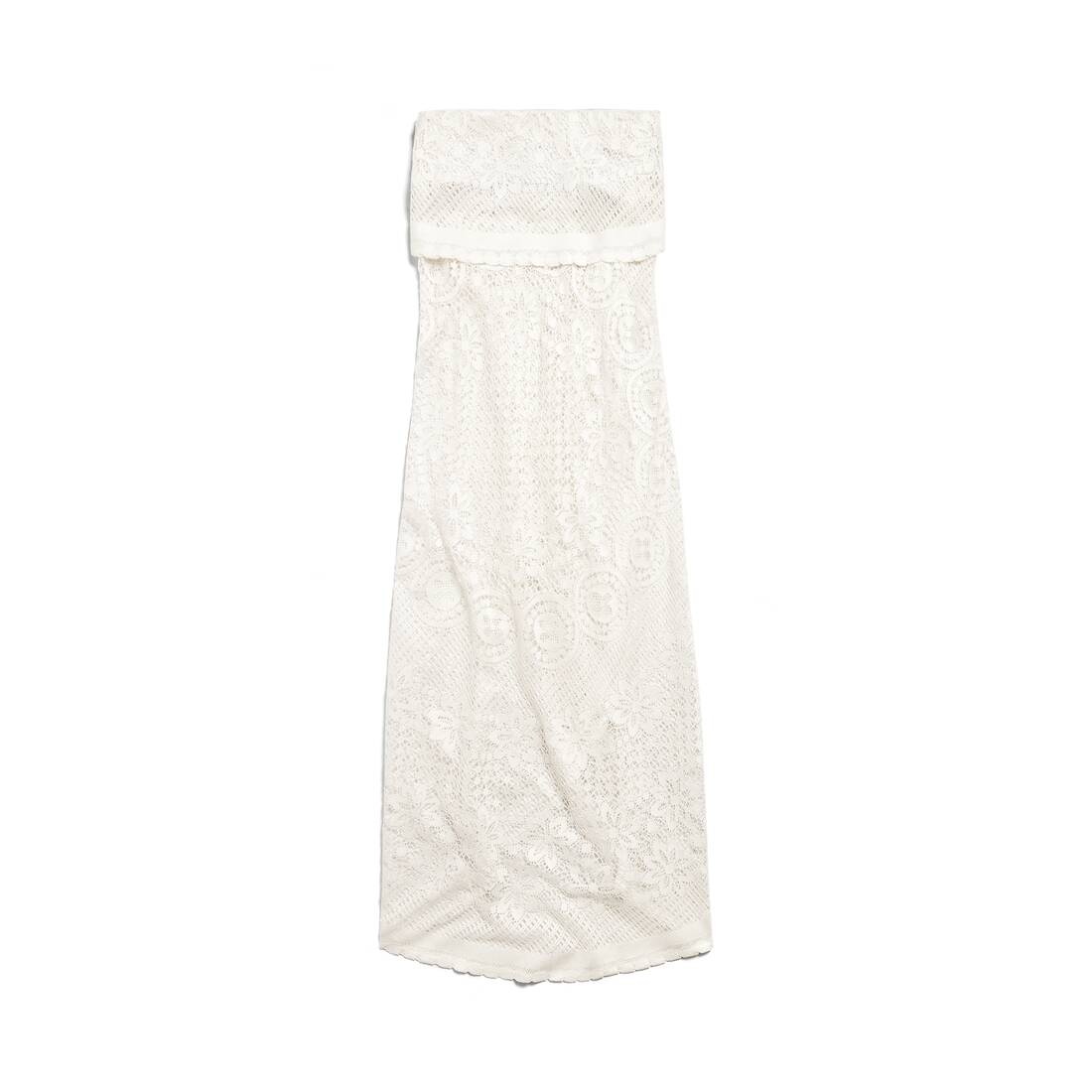 Women's Upcycled Tablecloth Dress in Light Beige - 7