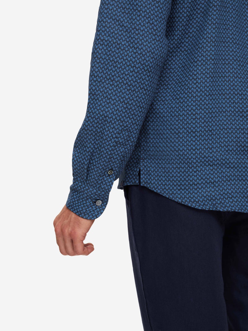 Men's Shirt Milan 16 Linen Navy - 7