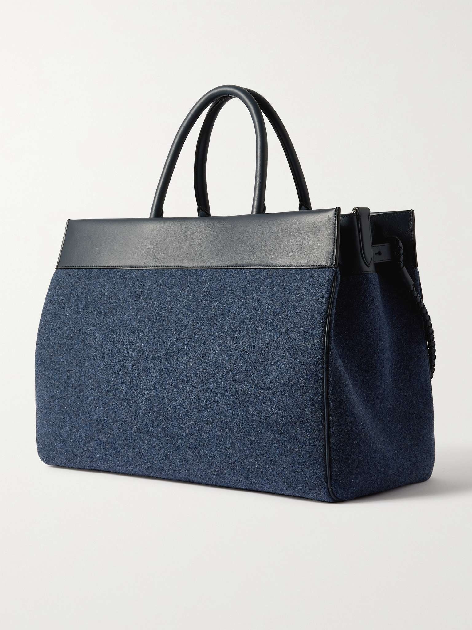 Oversized Iris Leather-Trimmed Felt Weekend Bag - 4