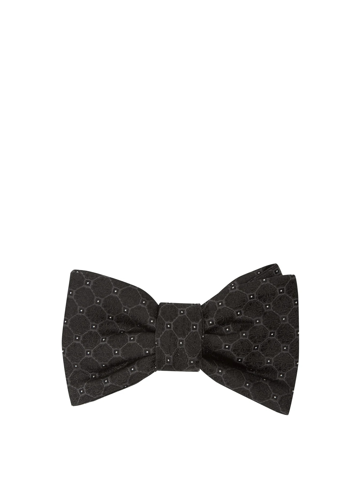 Honeycomb-jacquard silk bow tie - 1