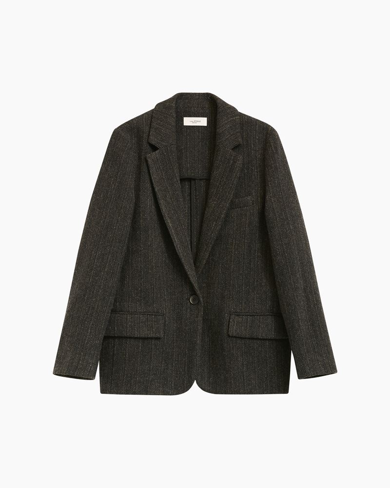 ISABEL MARANT｜JACKETS (CHARLYNE (VE0086FA A3D17E 01BK)) Marant Etoile Charlyne herringbone wool jacket Isabel Marant