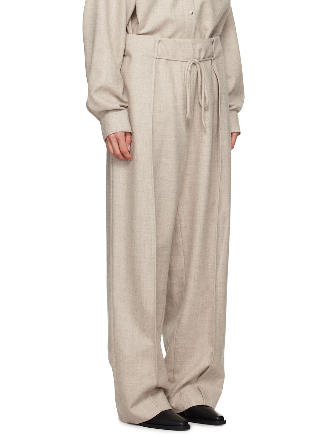 Beige Drawstring Trousers - 2