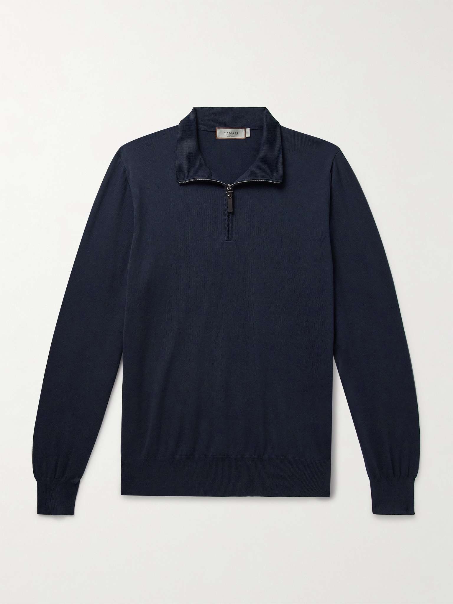 Slim-Fit Cotton Half-Zip Sweater - 1