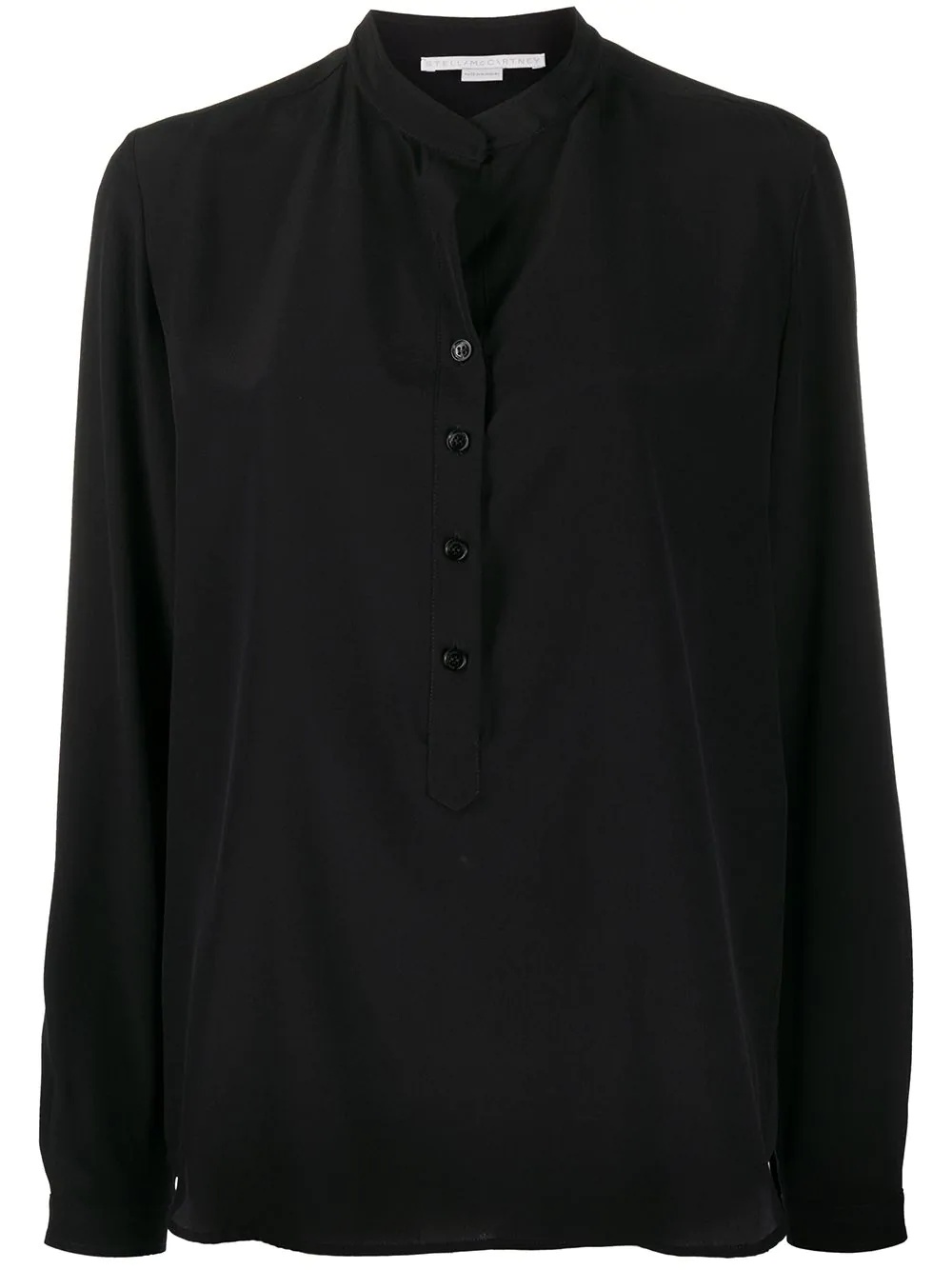 band collar silk shirt - 1