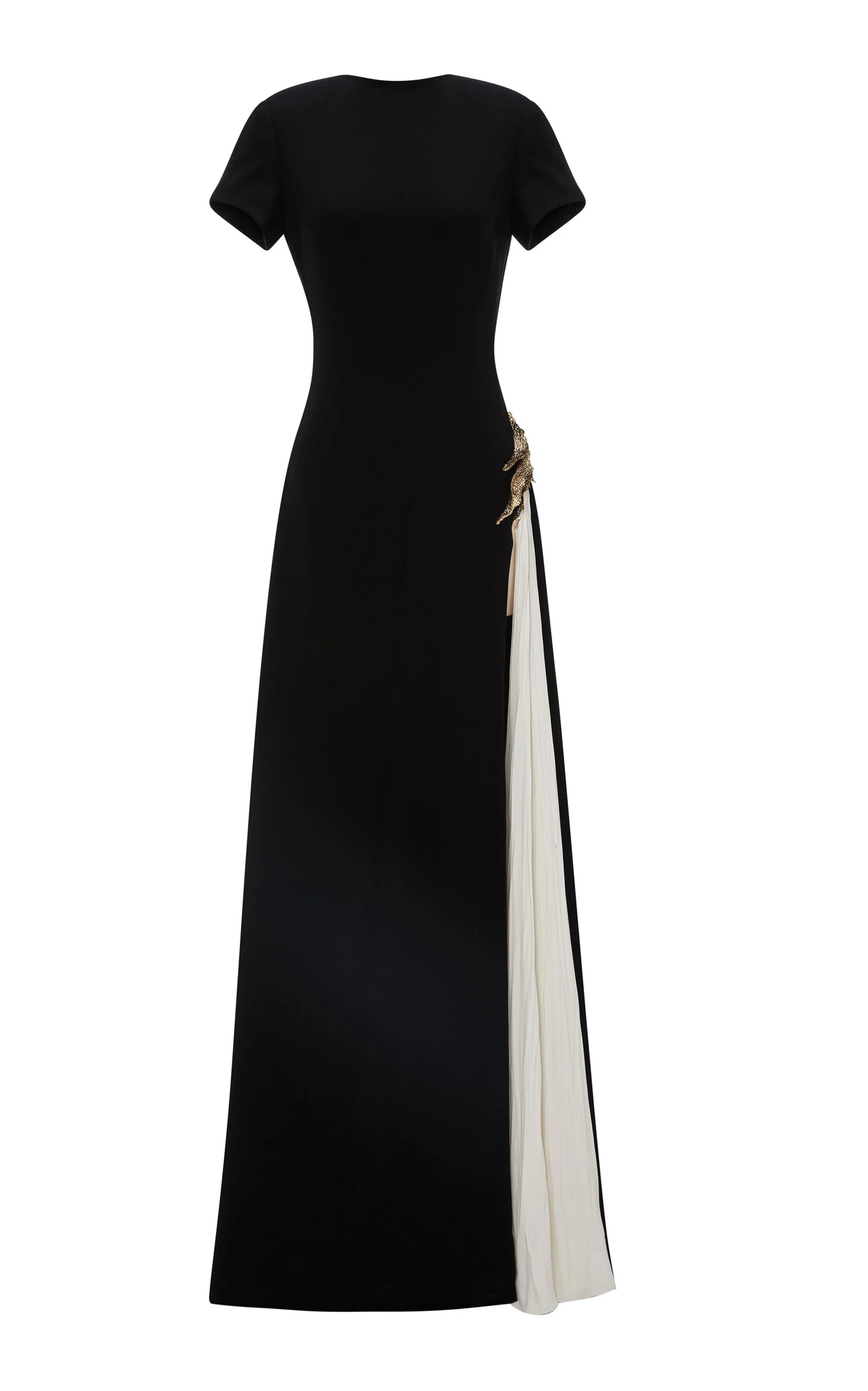 Broach-Embellished Evening Gown black - 1