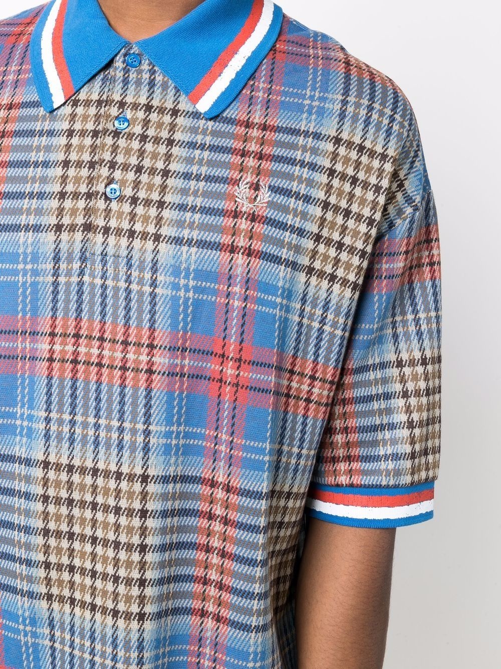 tartan-print long-length polo shirt - 6