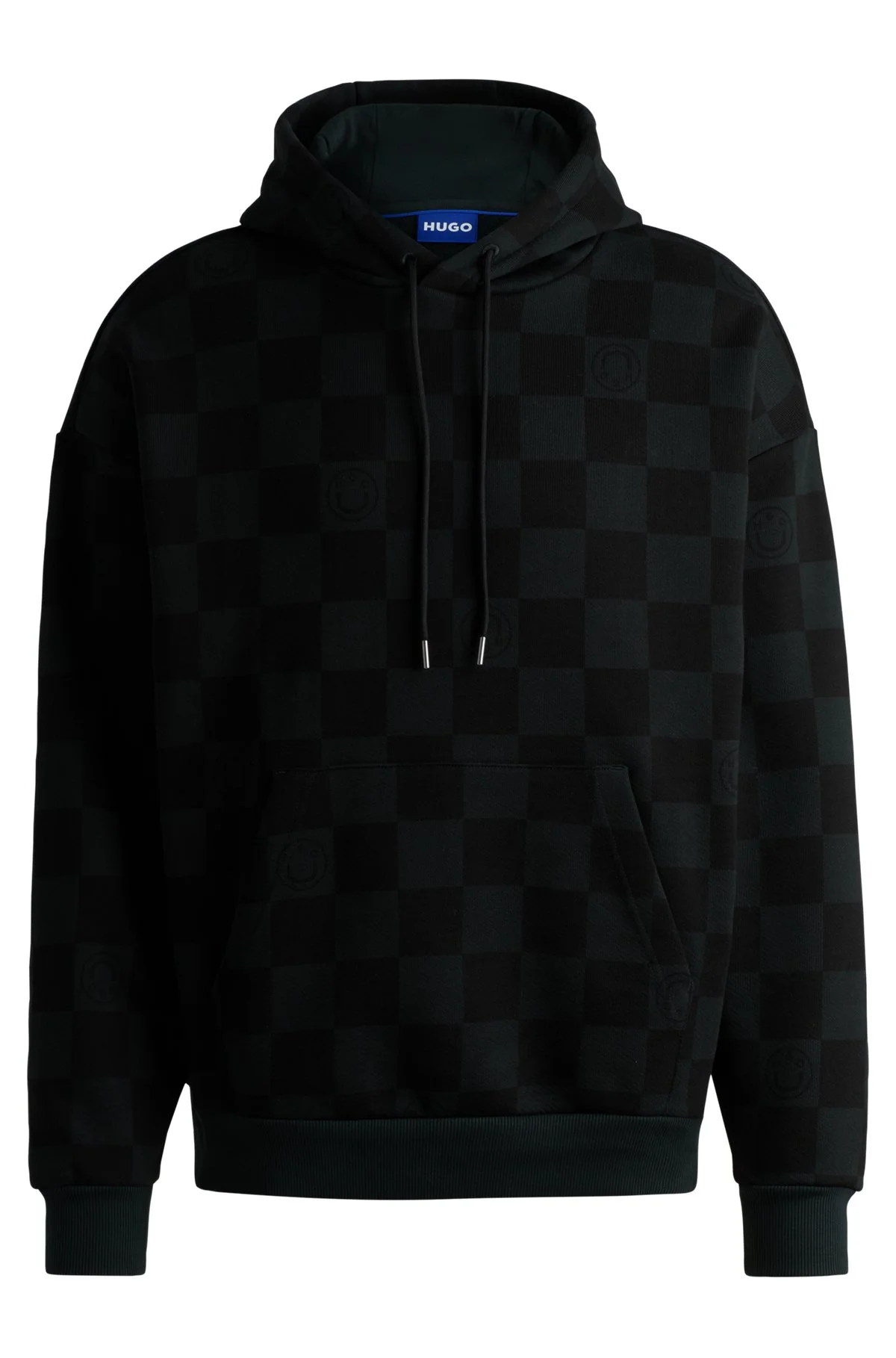 LOOSE-FIT HOODIE IN COTTON TERRY WITH CHECKERBOARD PRINT - 1