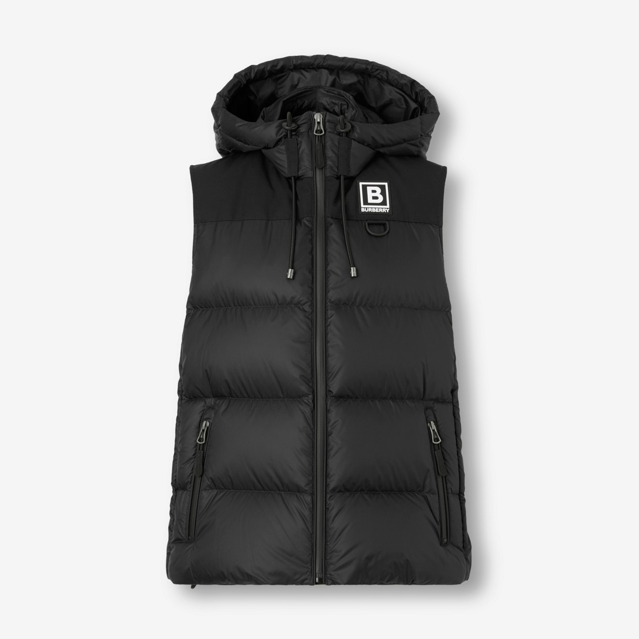 Letter Graphic Appliqué Hooded Puffer Gilet - 1