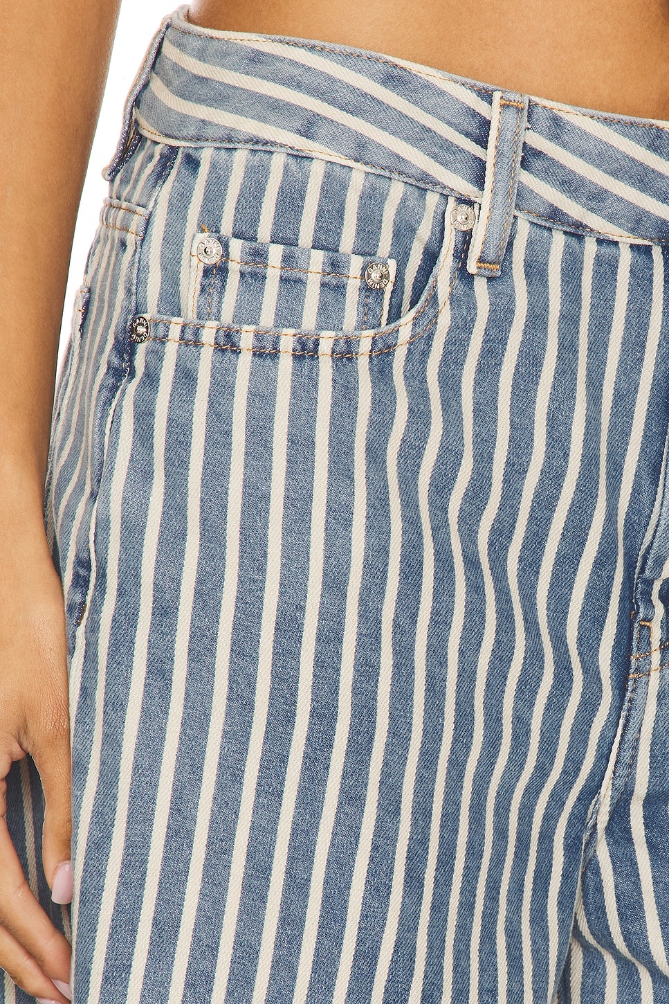 Light Stripe Denim Shorts - 6