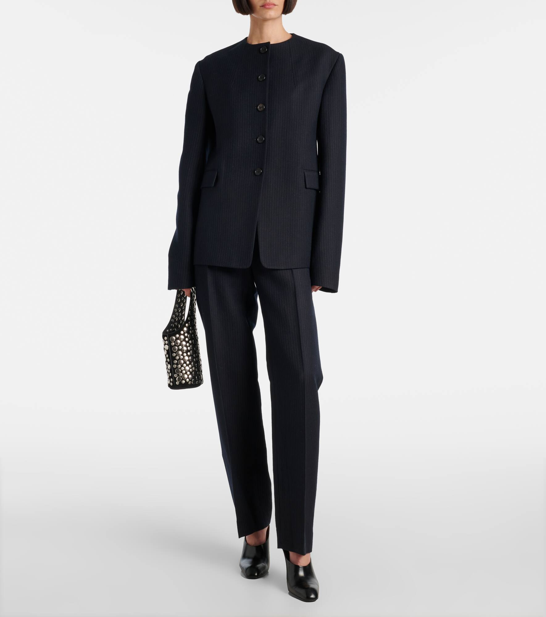 Lenn pinstripe wool-blend straight pants - 2