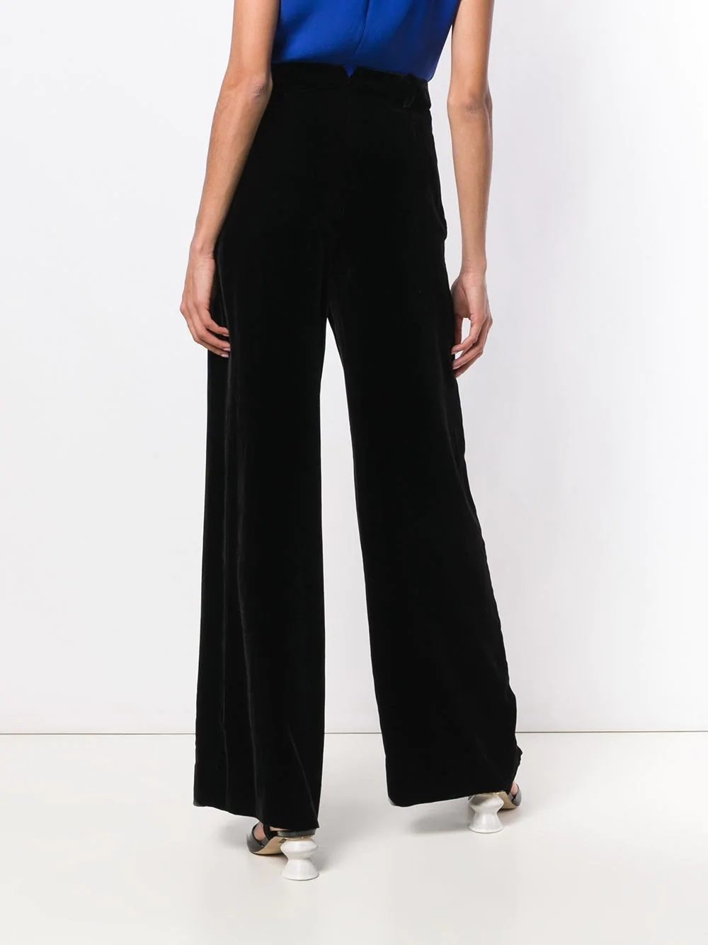 asymmetrical velvet pleated trousers - 4