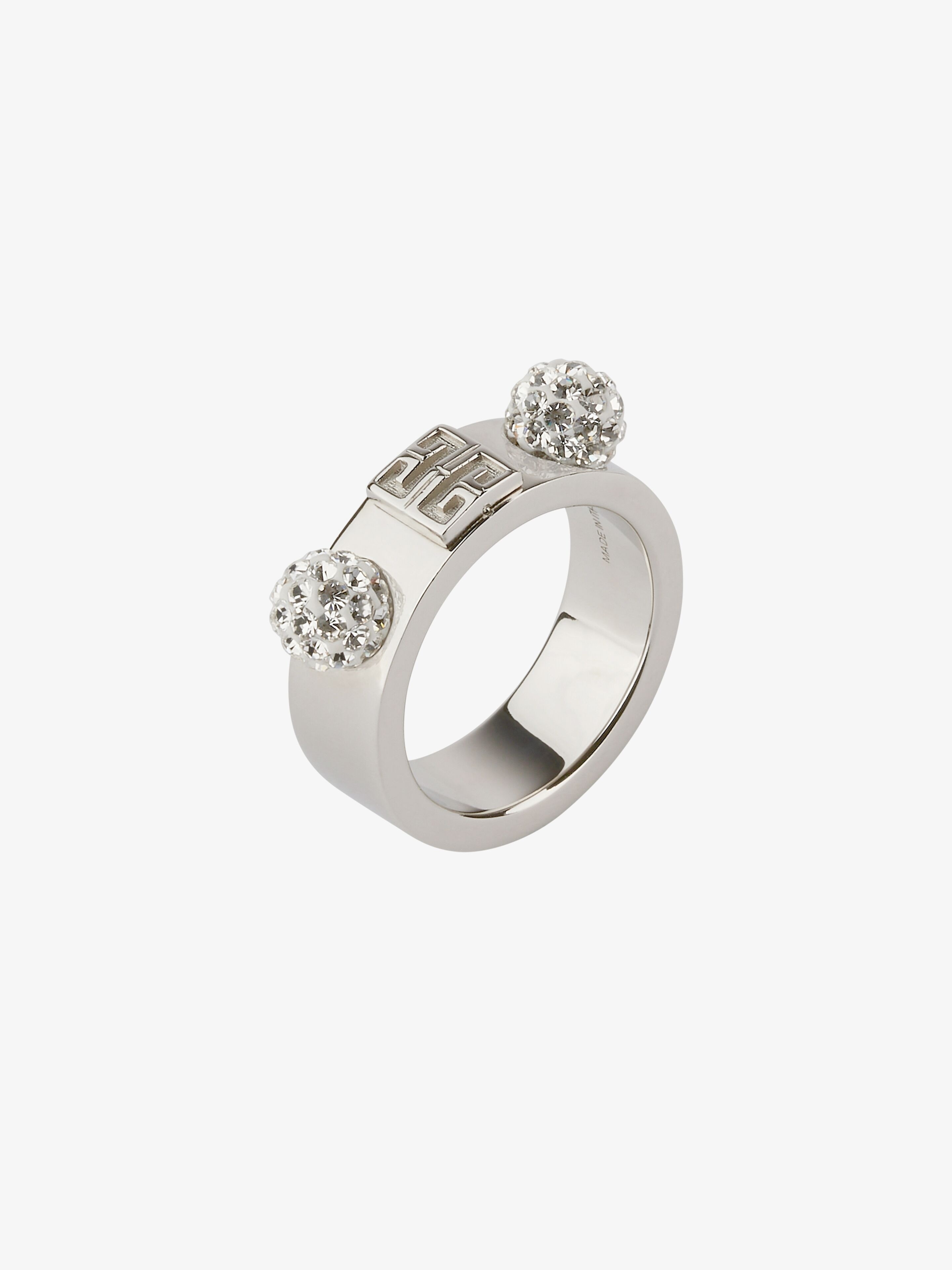 4G RING IN METAL WITH CRYSTALS - 4