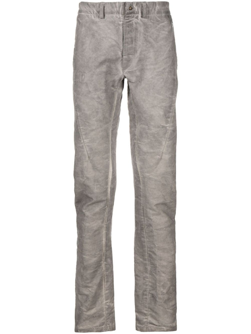 logo-plaque crease-effect tapered trousers 1
