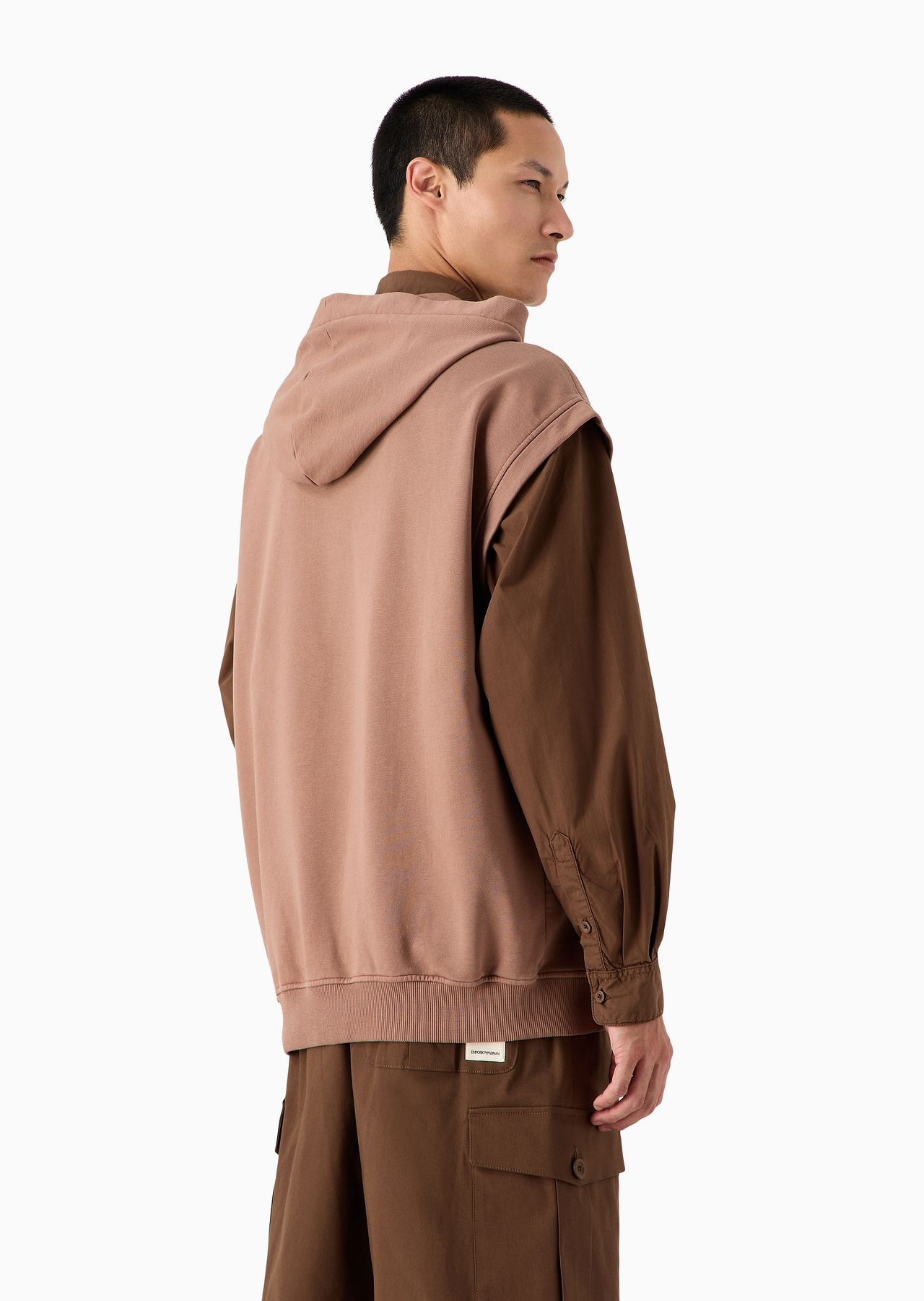 Emporio Armani Sustainability Values Capsule Collection organic jersey sleeveless hooded sweatshirt - 3