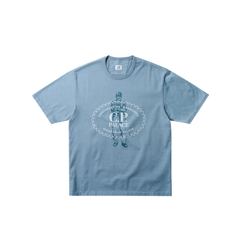 PALACE C.P. COMPANY MERCERIZED JERSEY 30/2 TWISTED T-SHIRT BLUE - 1