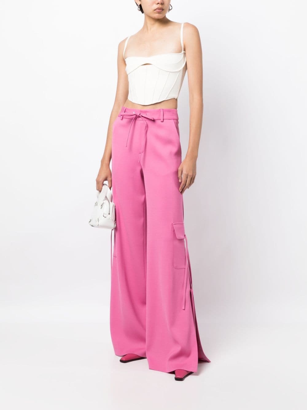 high-waisted side-slit cargo trousers - 2